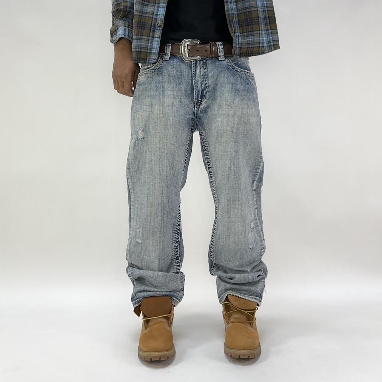 Embroidered Axel Rope Stitch Bootcut Jean Pants... | Depop