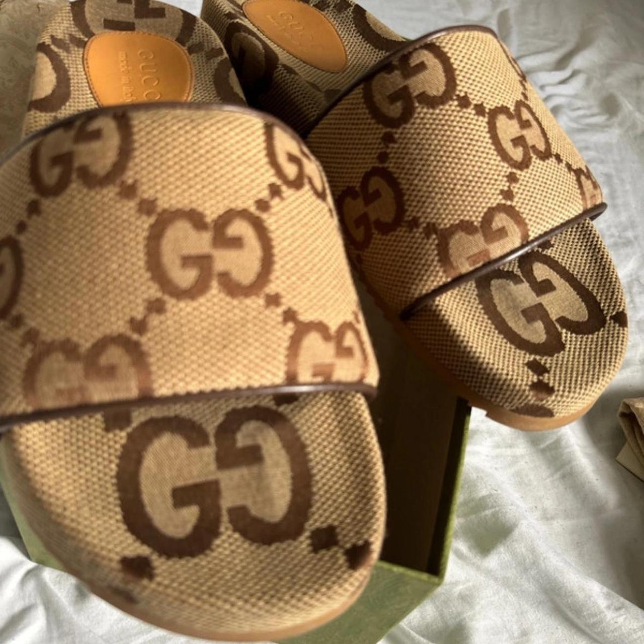 Odac Gucci Sideline Logo Canvas Slides Gucci Sideline Monogrammed
