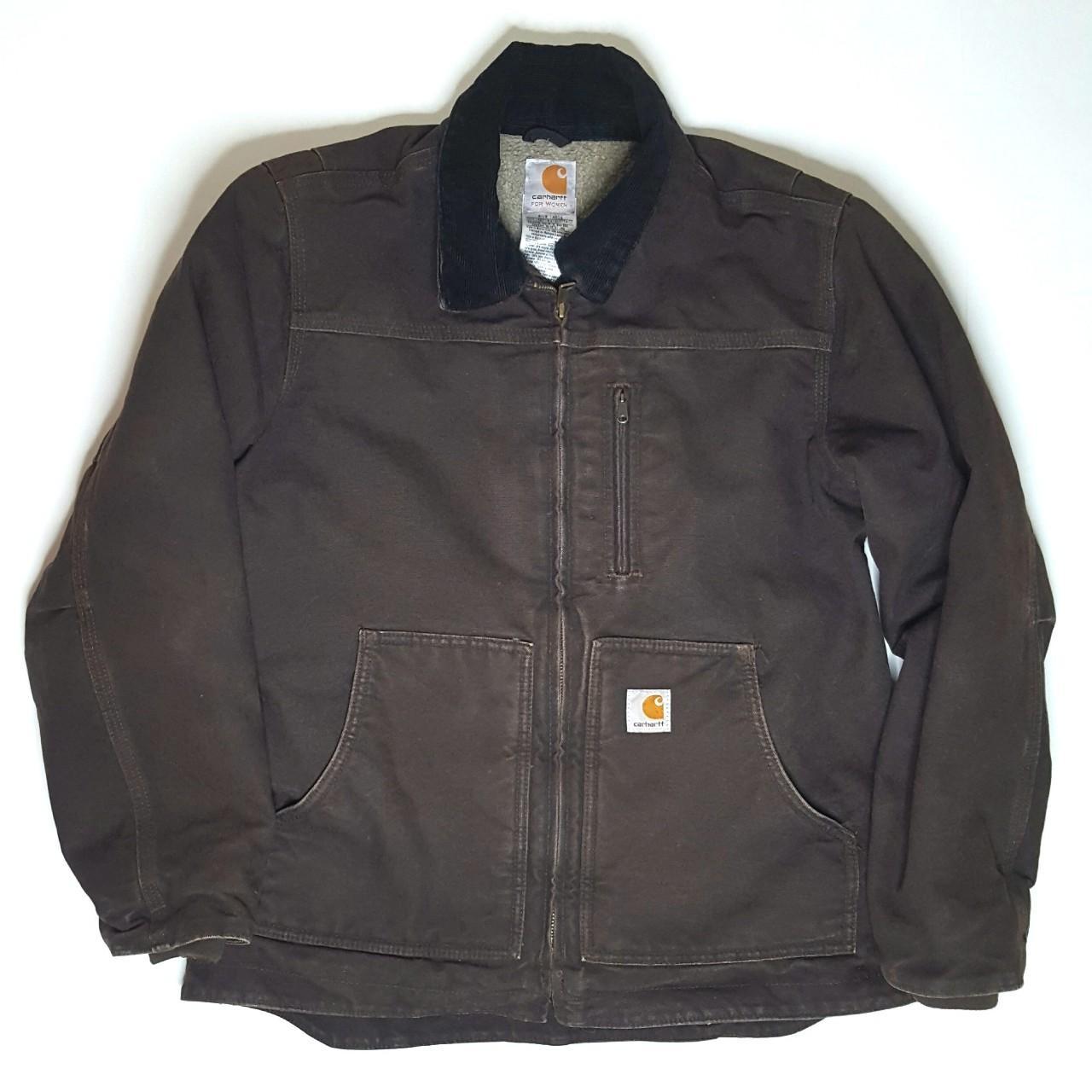 Vintage Womens Carhartt 14806 Duck Jacket Brown... - Depop