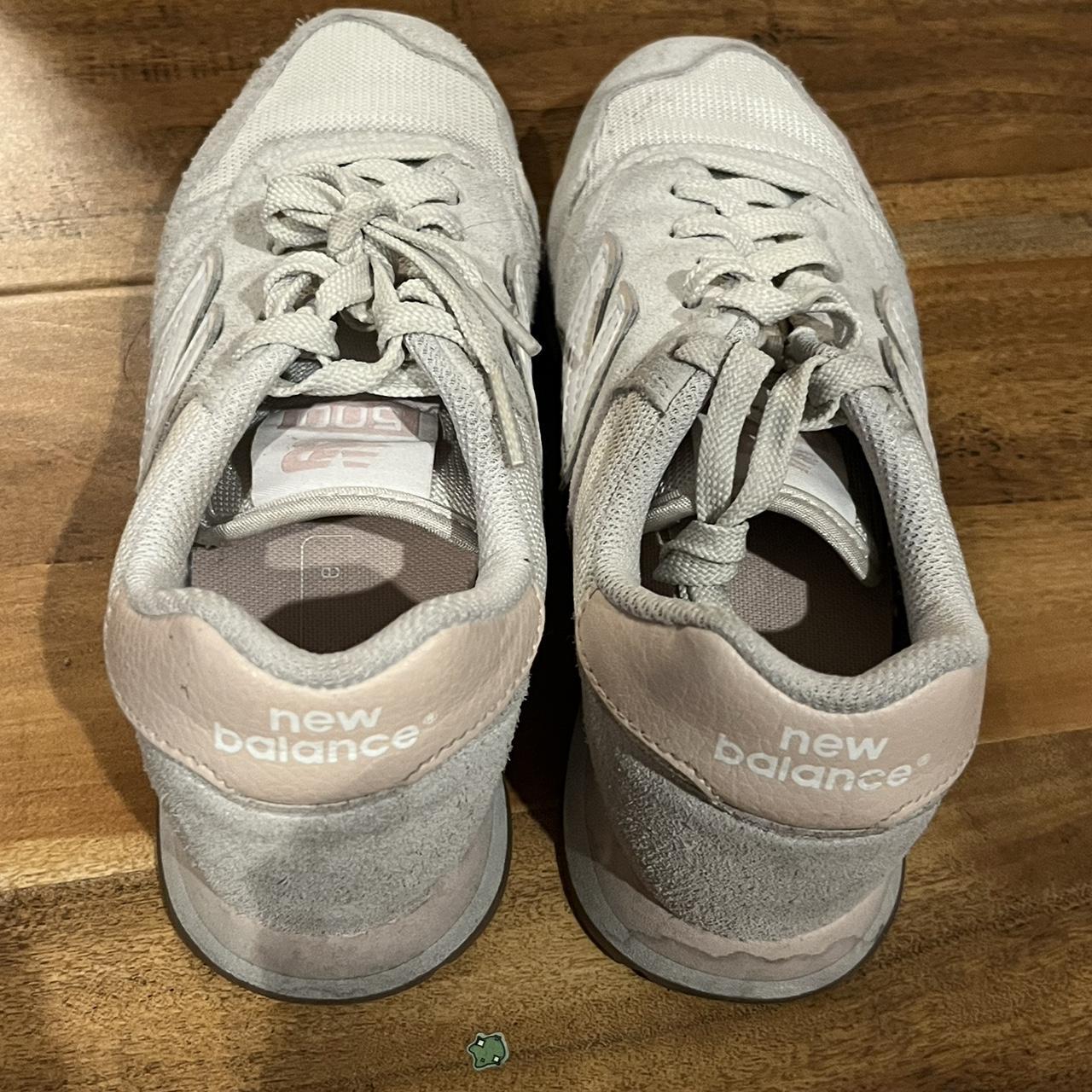 new balance 500 sneakers pink, grey, white size... - Depop