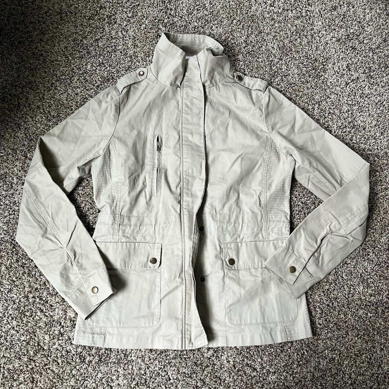 Khaki combat jacket. This jackets is a medium but it... Depop