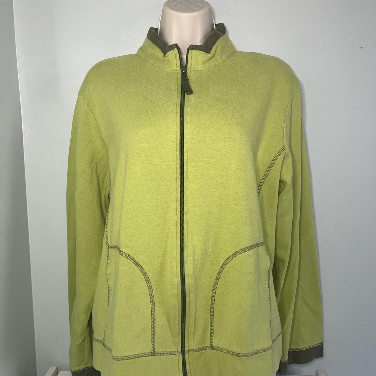 light green jacket with gray detailing on the... Depop