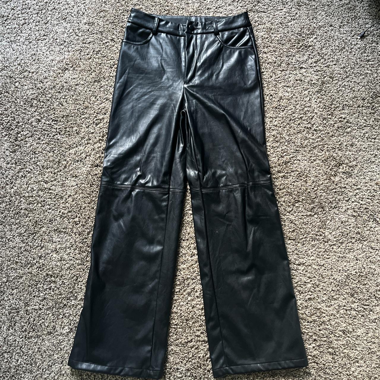 Black leather pants. These pants are a size petite... - Depop