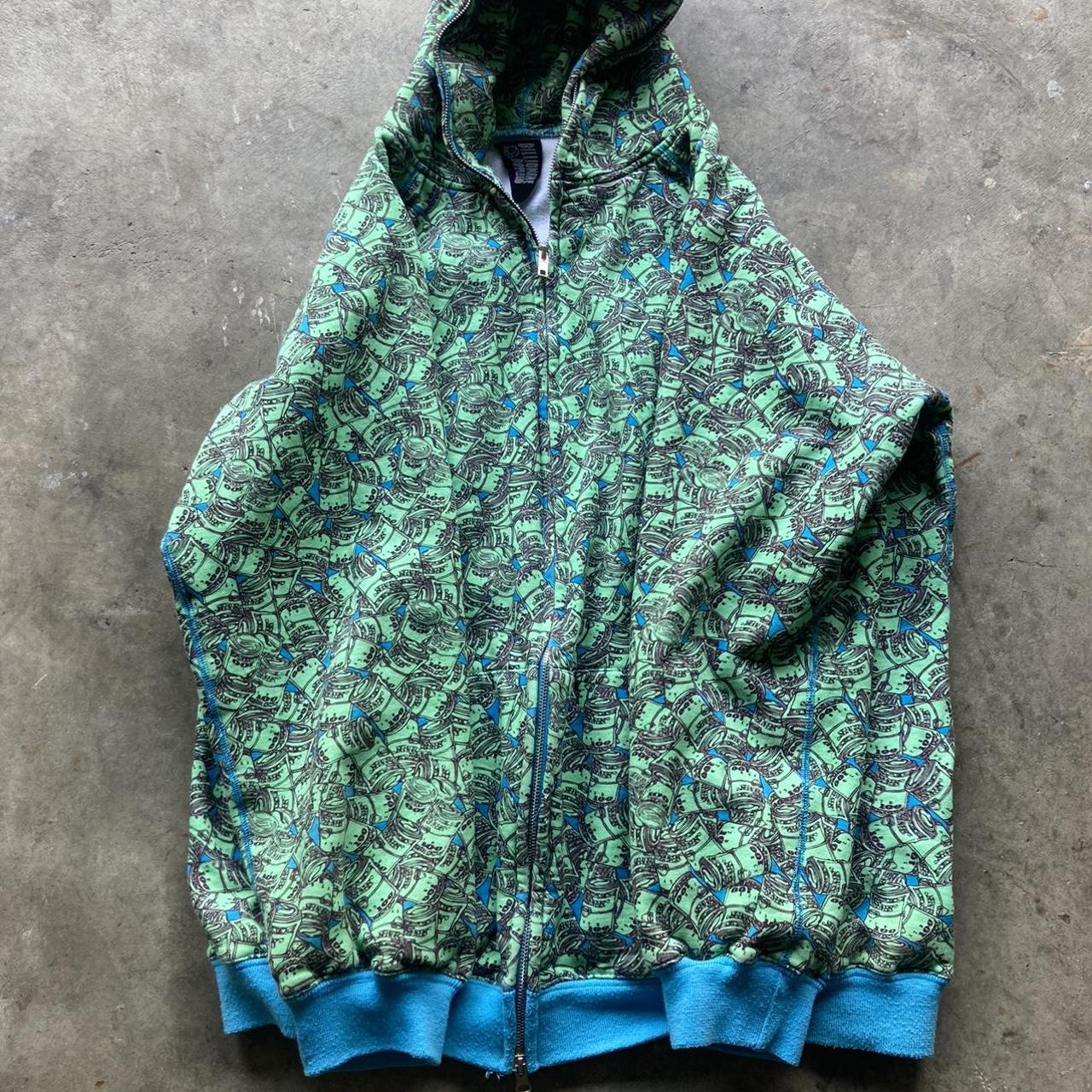 Billionaire Boys Club Men's Green and Blue Hoodie | Depop