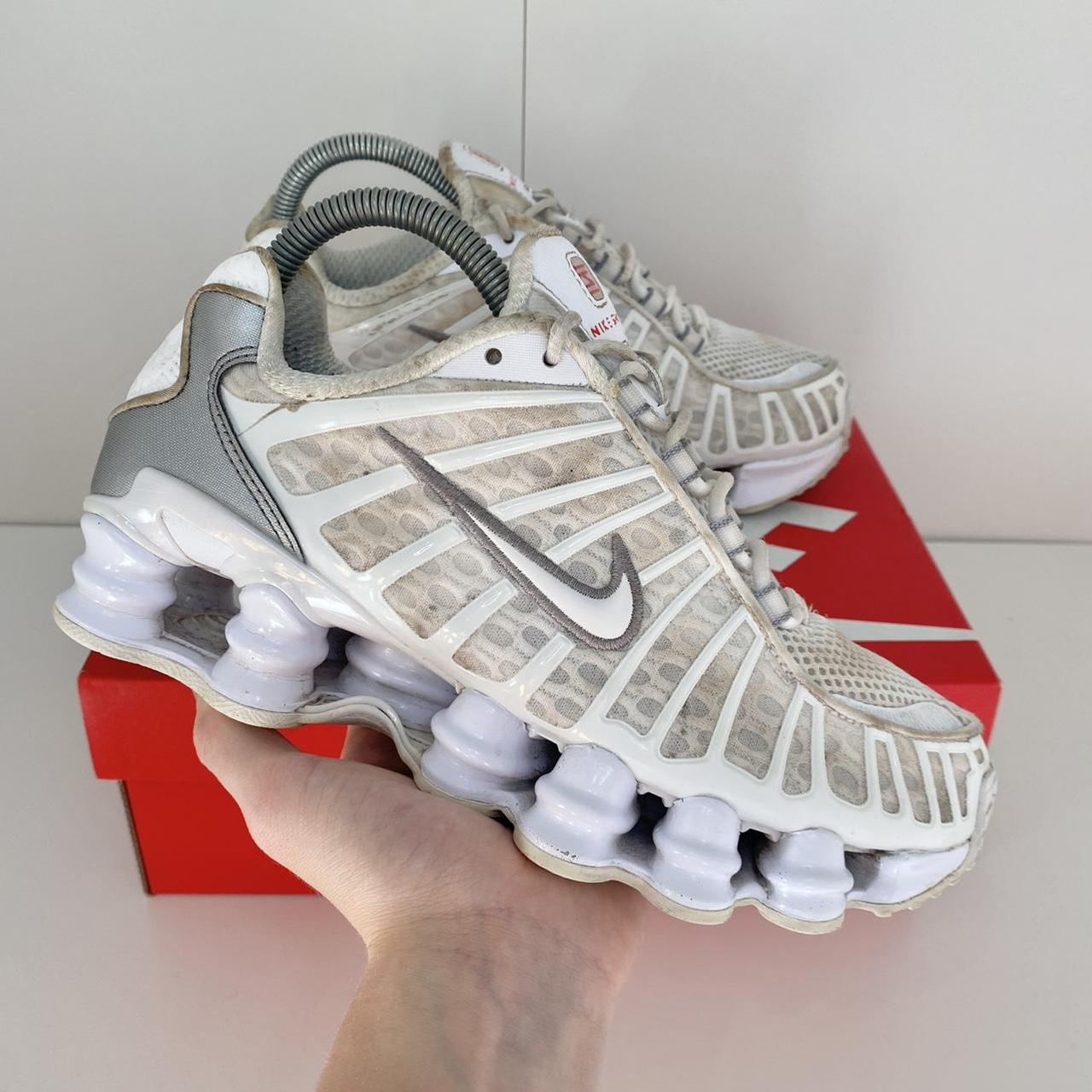 nike shox tl white silver