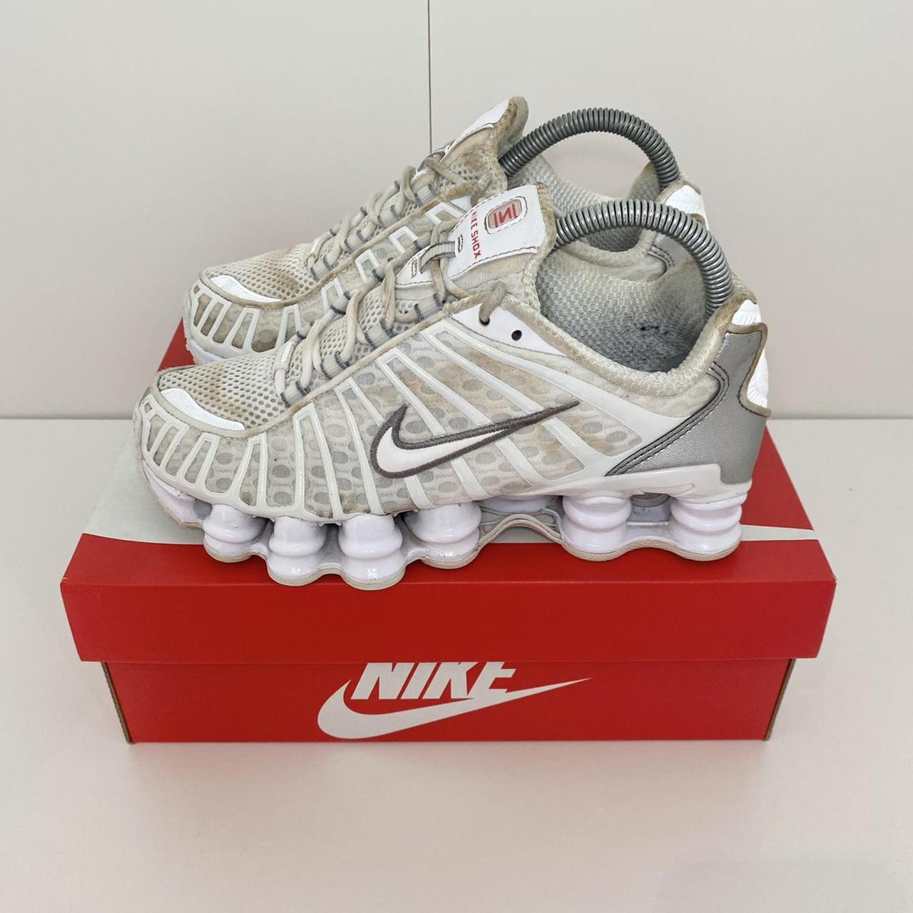 nike shox tl white silver
