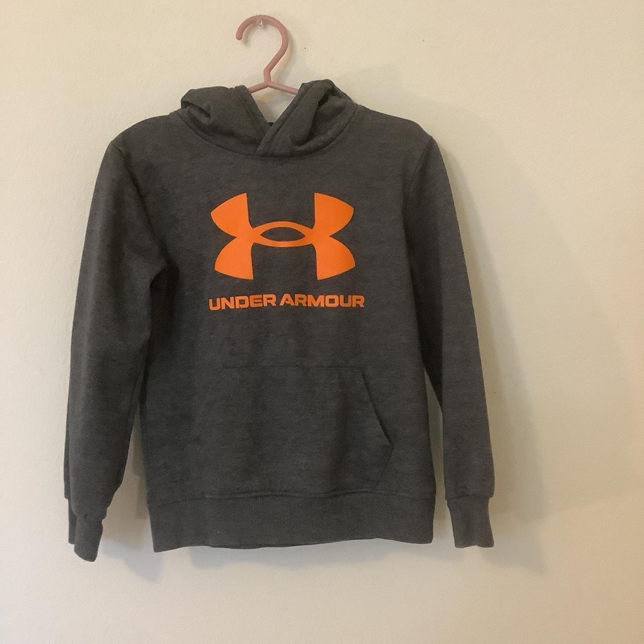 Grey and orange on sale under armour hoodie