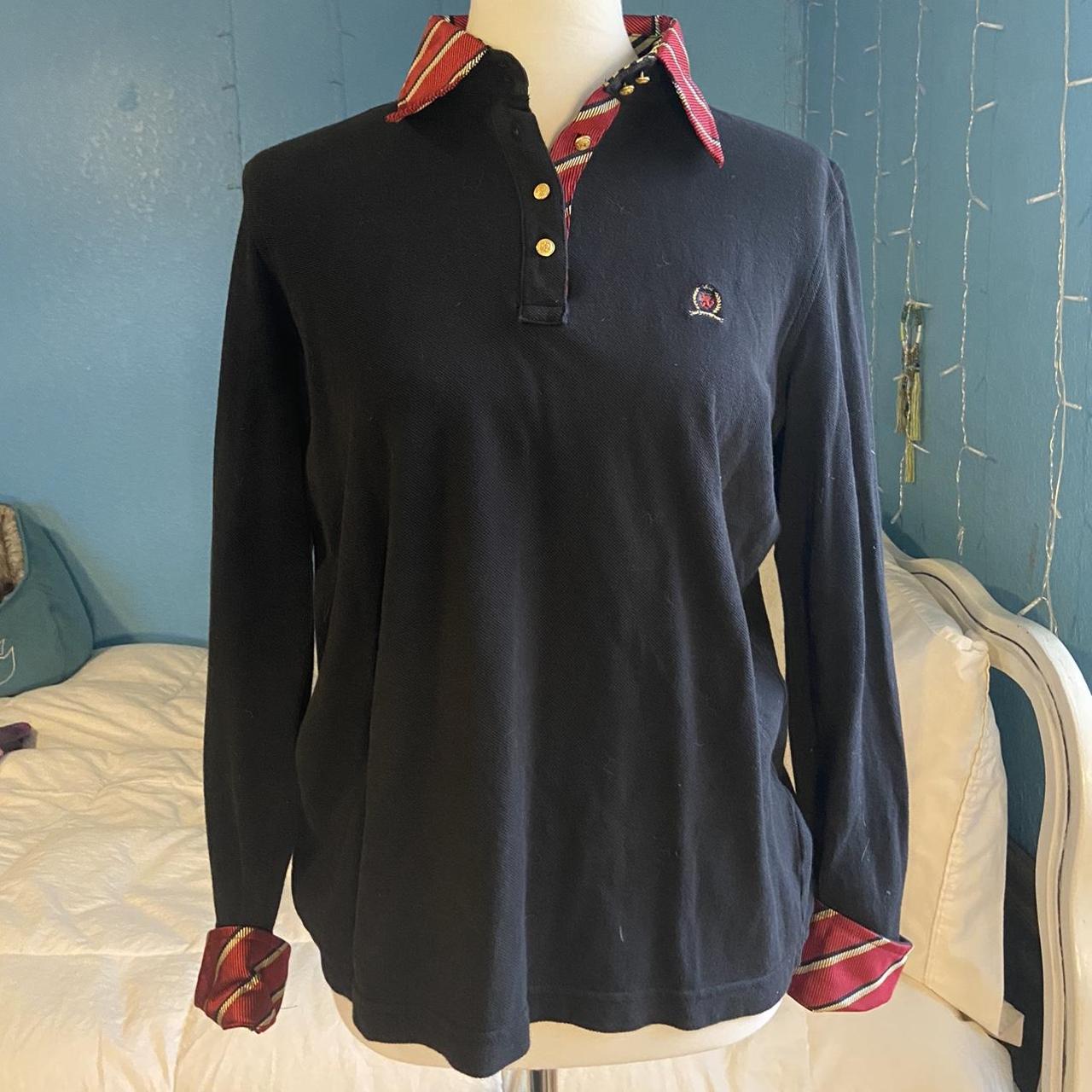 Tommy Hilfiger Women's Black and Red Shirt | Depop