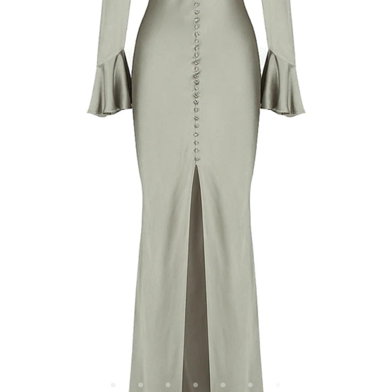 LA LUNE FRILL CUFF BIAS MIDI DRESS SAGE Depop