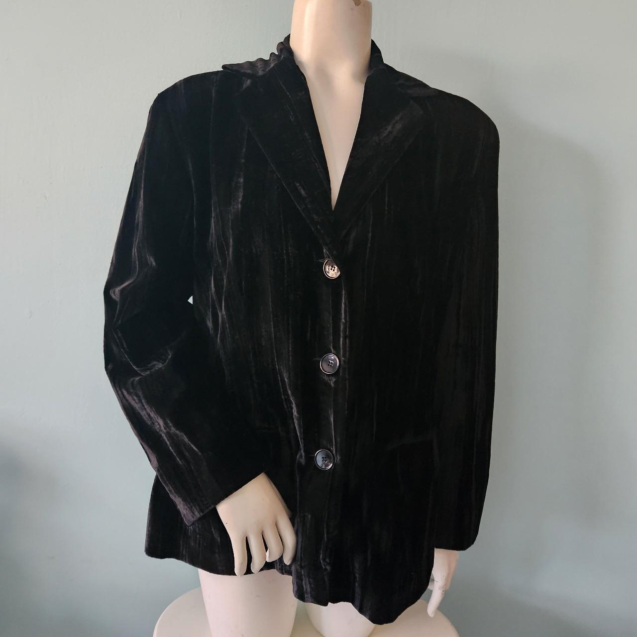 Lovely crushed velvet-style black blazer jacket,... - Depop