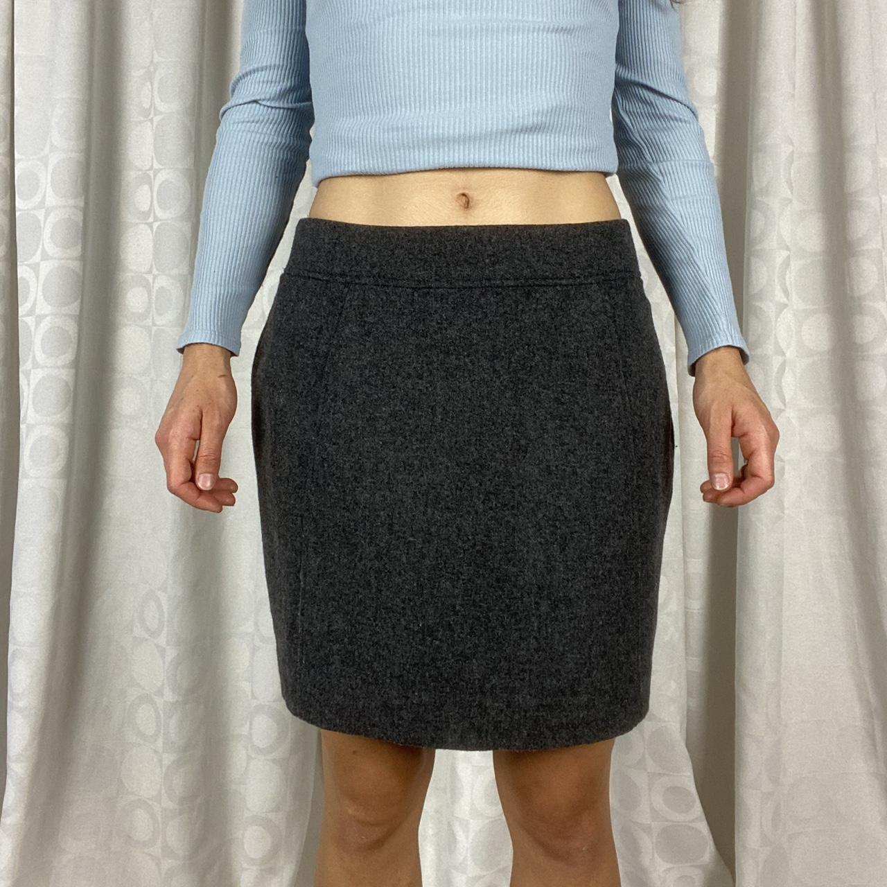 Cute retro style dark grey wool blend mini skirt... - Depop