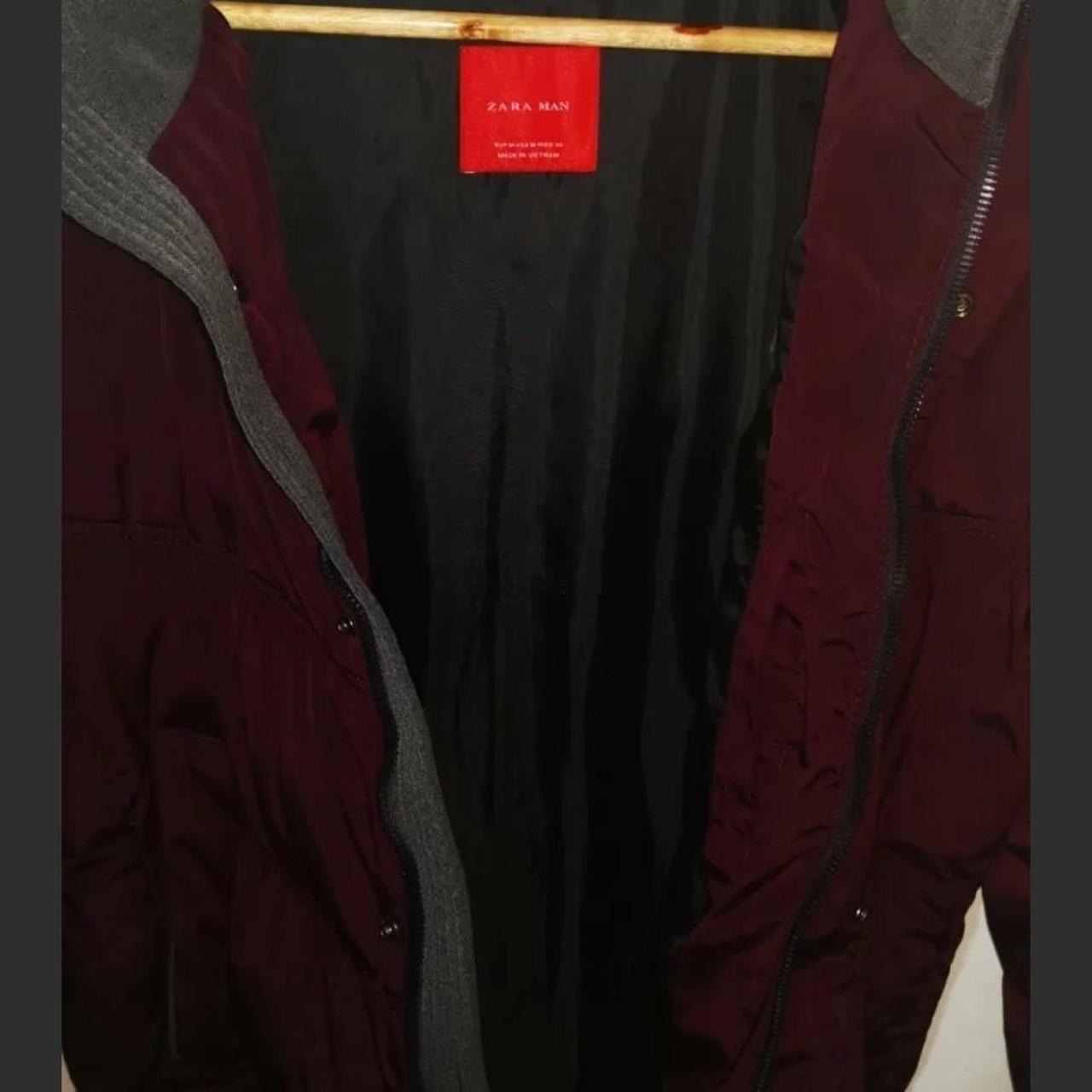 Zara Men's Burgundy Coat | Depop