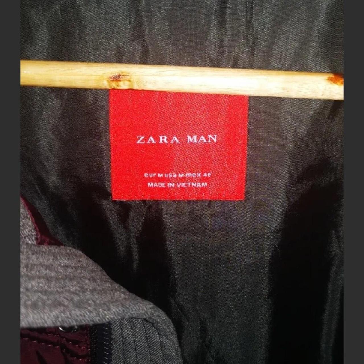 Zara Men's Burgundy Coat Depop