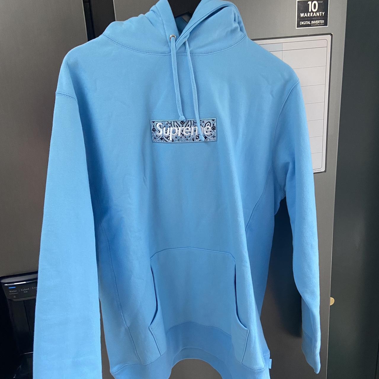 Supreme Men's Blue Hoodie Depop
