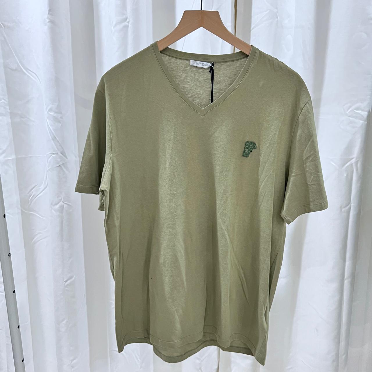 VERSACE COLLECTION OLIVE GREEN V NECK MEN TEE deals SIZE SMALL