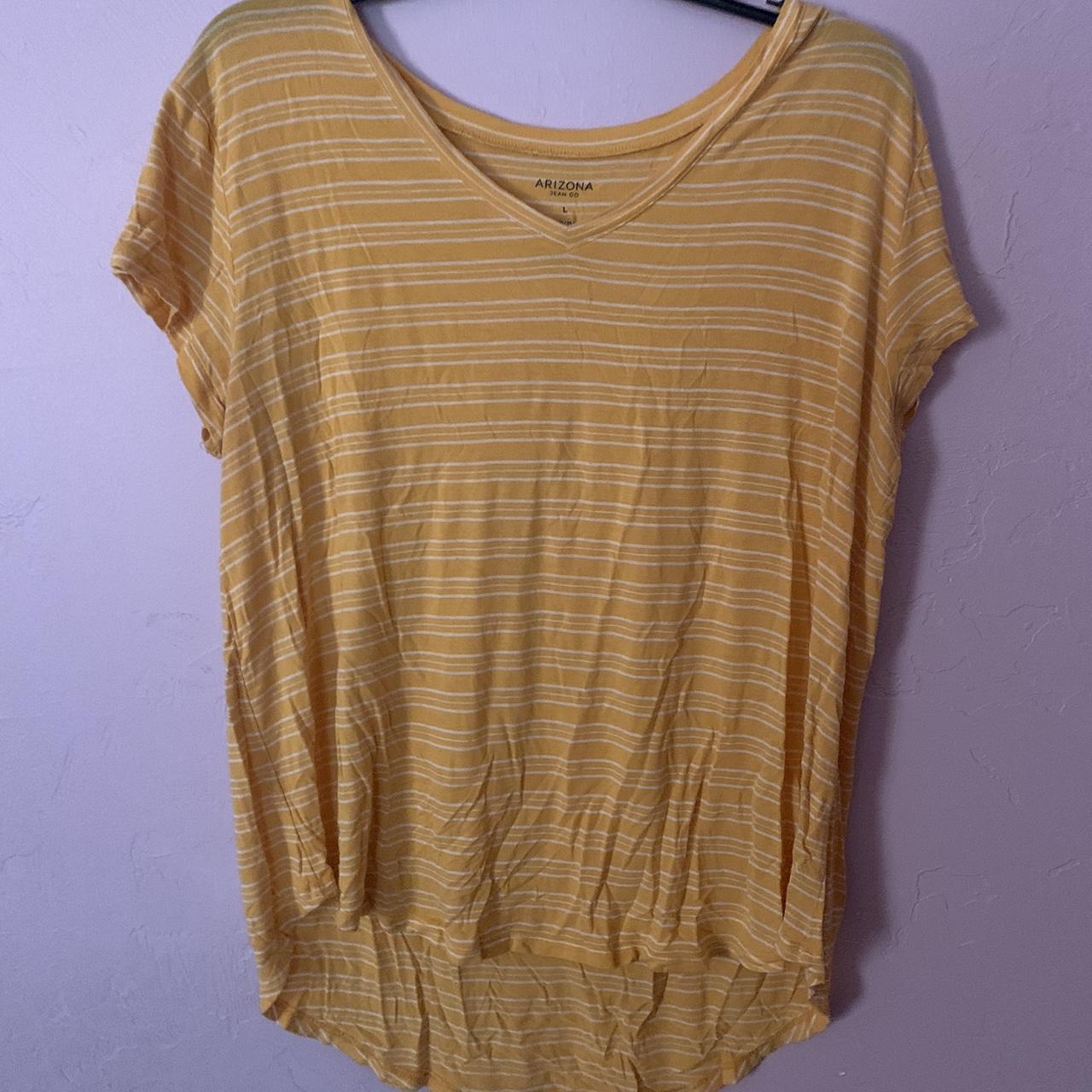 yellow and white striped shirt -lightly worn - Depop