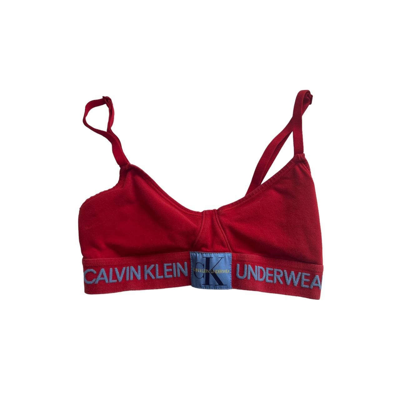 Calvin Klein Monogram Unlined Bralette Burgundy Red Phoebe Qf4918-507 Size  XS for sale online