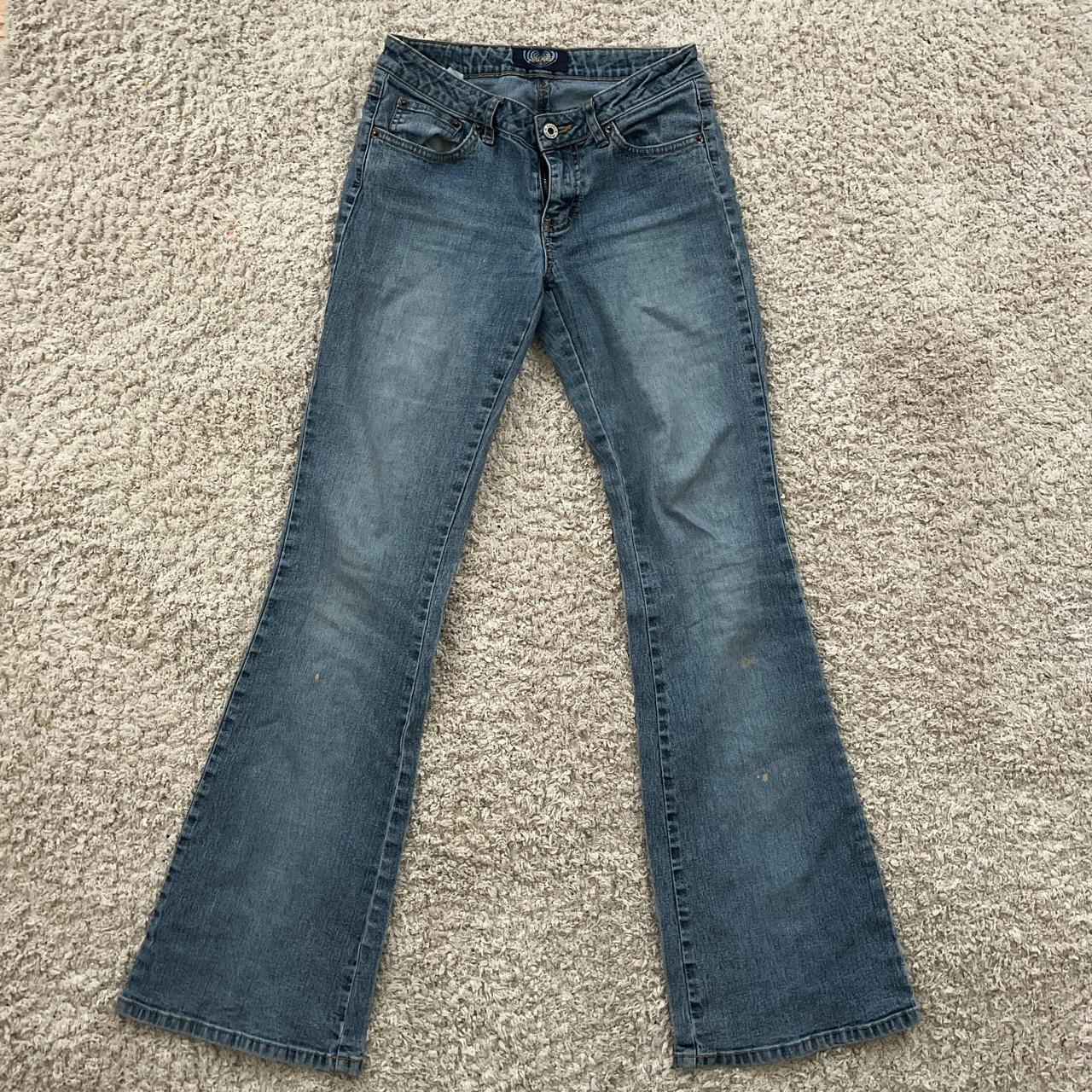 size 5 angels low rise bootcut jean with awesome... - Depop