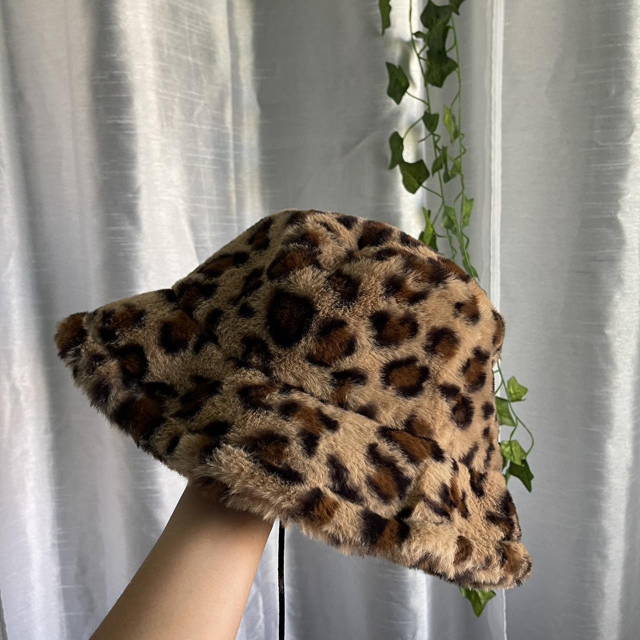 y2k leopard fluffy hat! - shein - never worn... - Depop