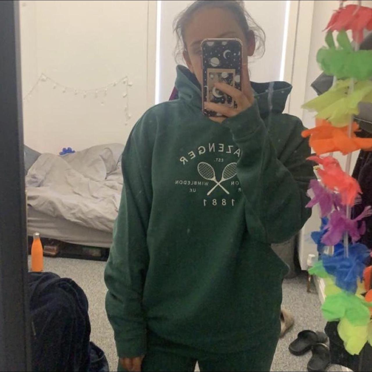 flossie x slazenger hoodie in green / khaki size... - Depop