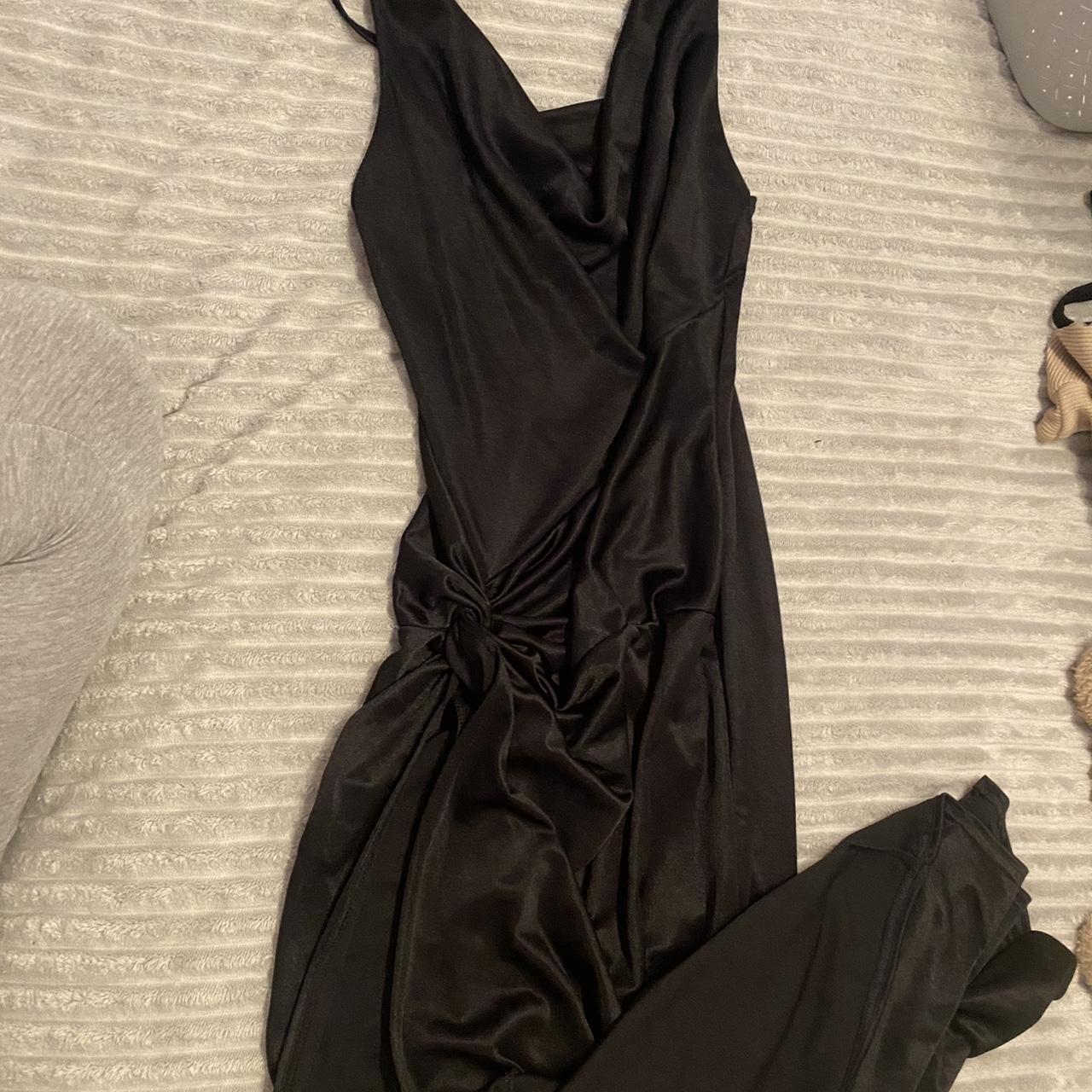 Plt bodycon shape maxi black dress with twist side,... - Depop