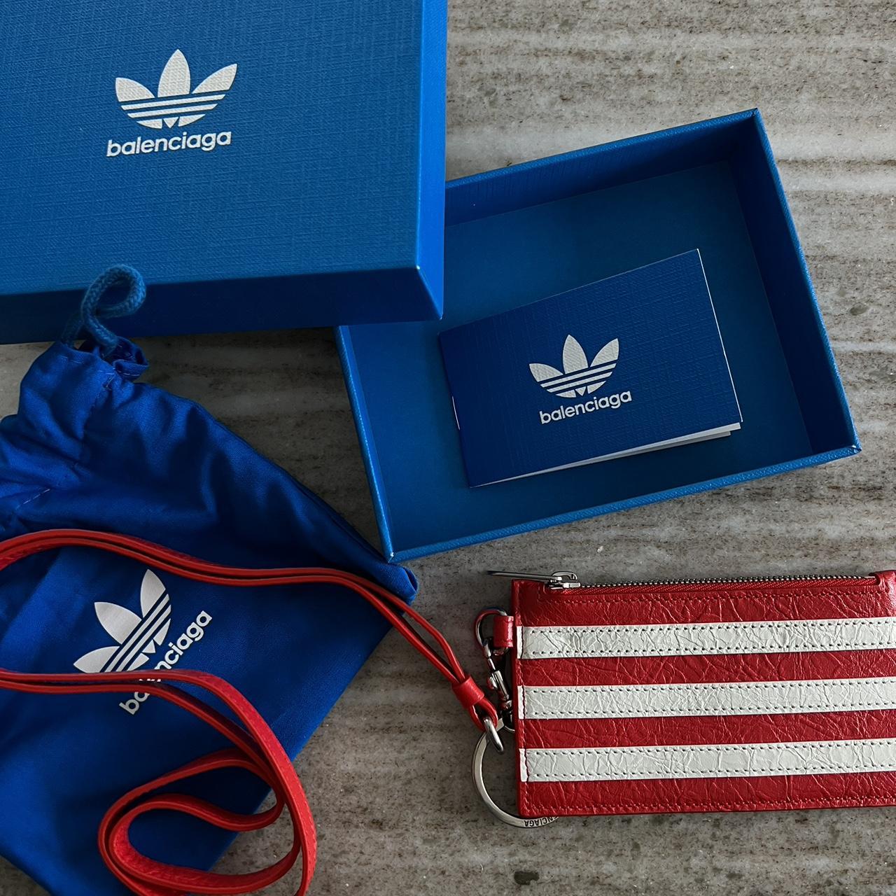 BALENCIAGA x Adidas Red Leather Lanyard Card Holder | Depop