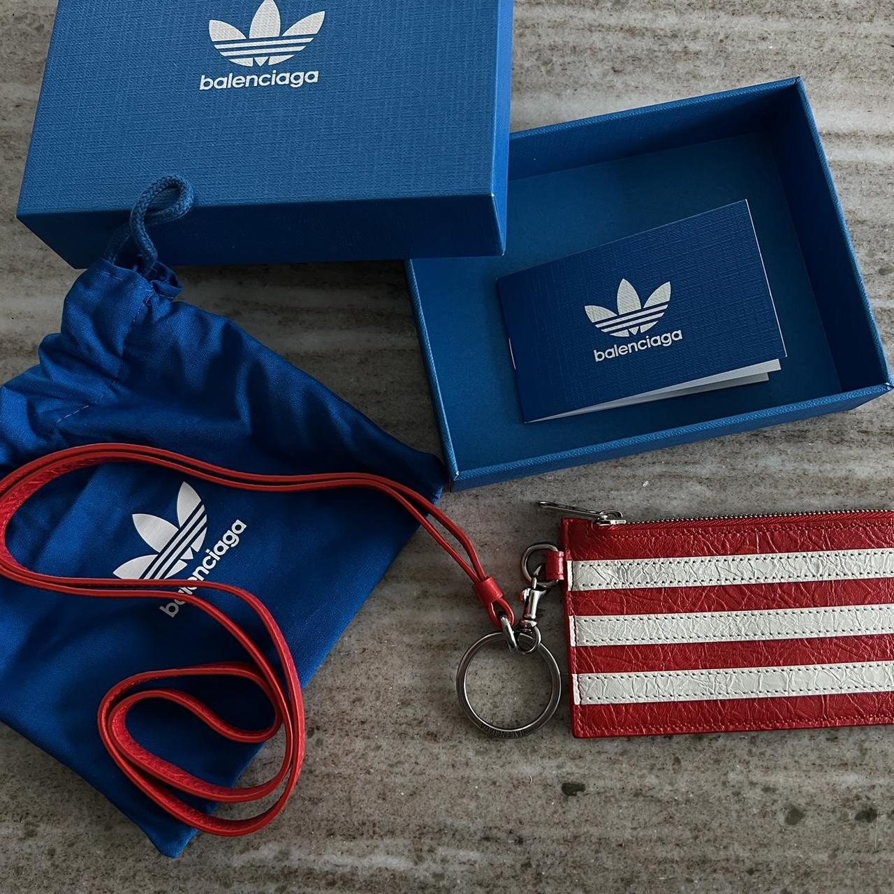 BALENCIAGA x Adidas Red Leather Lanyard Card Holder | Depop
