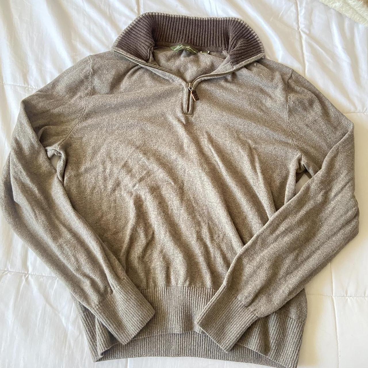 Grey/brown quarter zip. Size: Small Unisex... - Depop