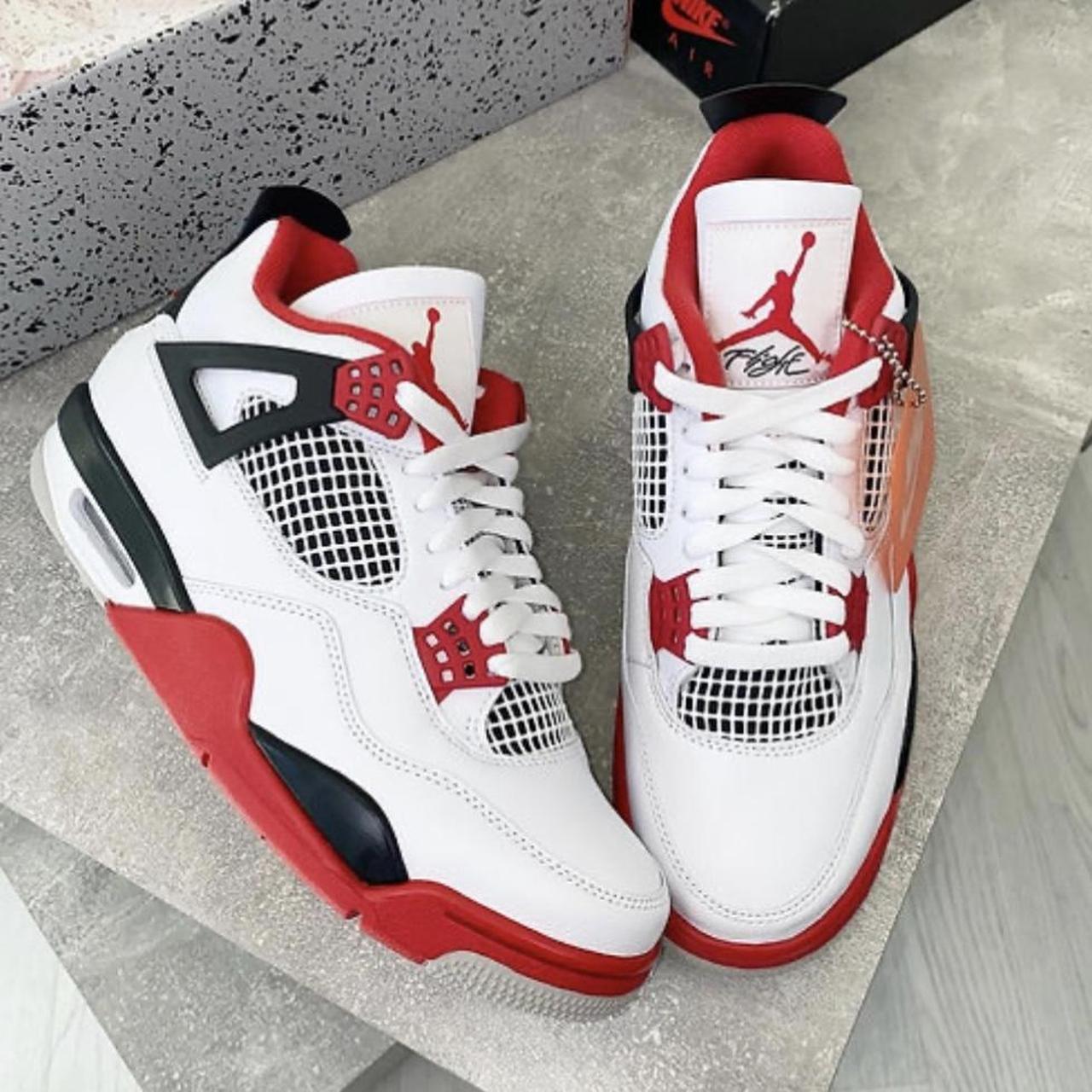 Jordan Men's Red and White Trainers | Depop