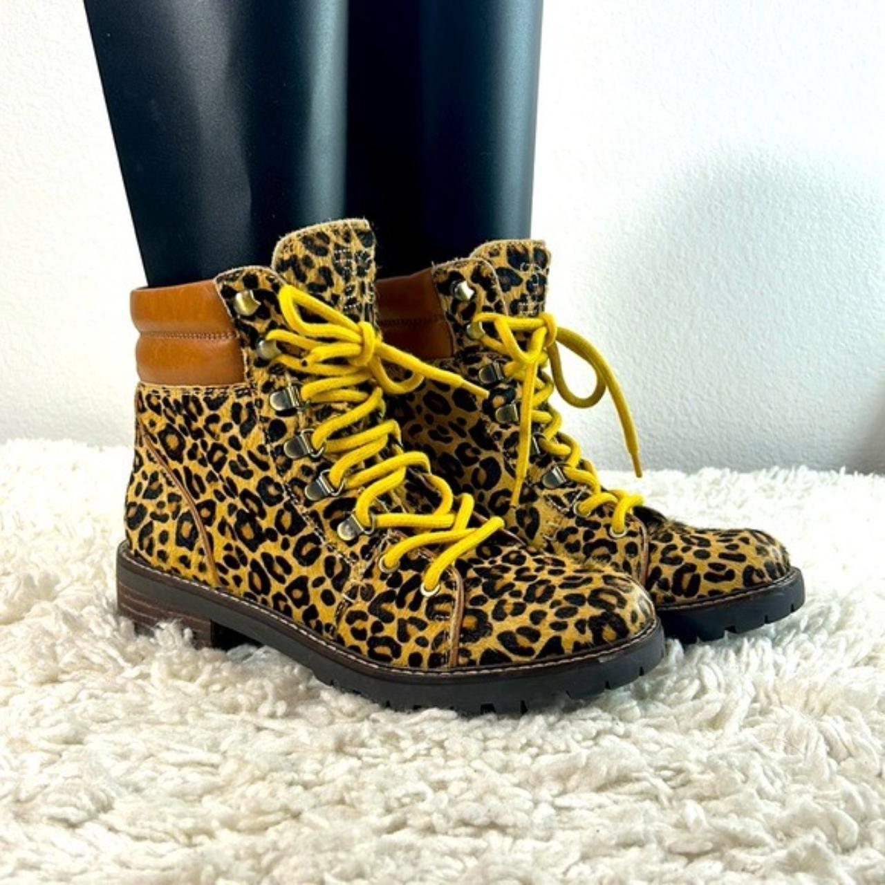 Sam Edelman Womens Tamia Combat Boots Leopard Lace - Depop