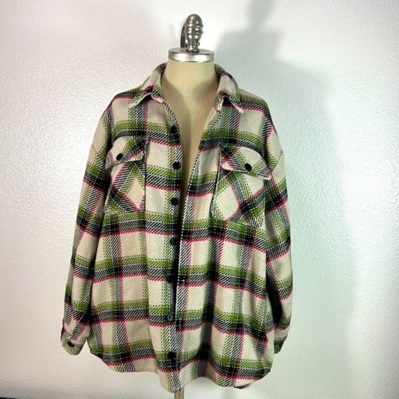 Wild Fable Womens Plaid Button Up Shacket Long - Depop