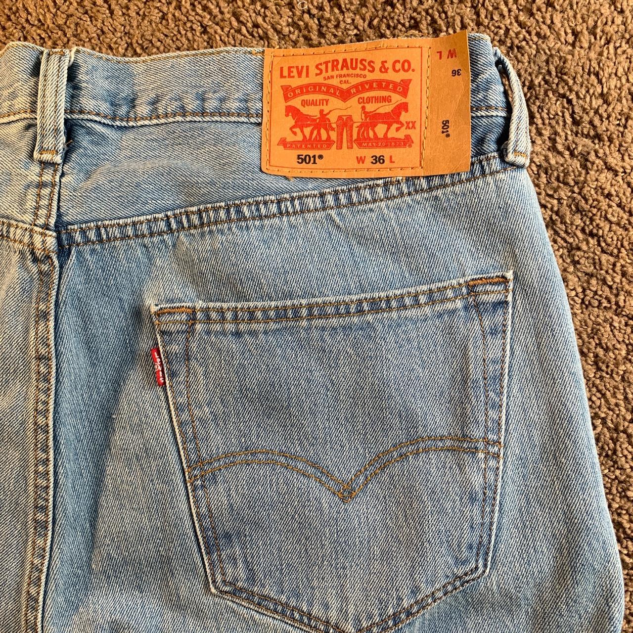 Levis light blue denim Jorts Size: W:36 #levis... - Depop