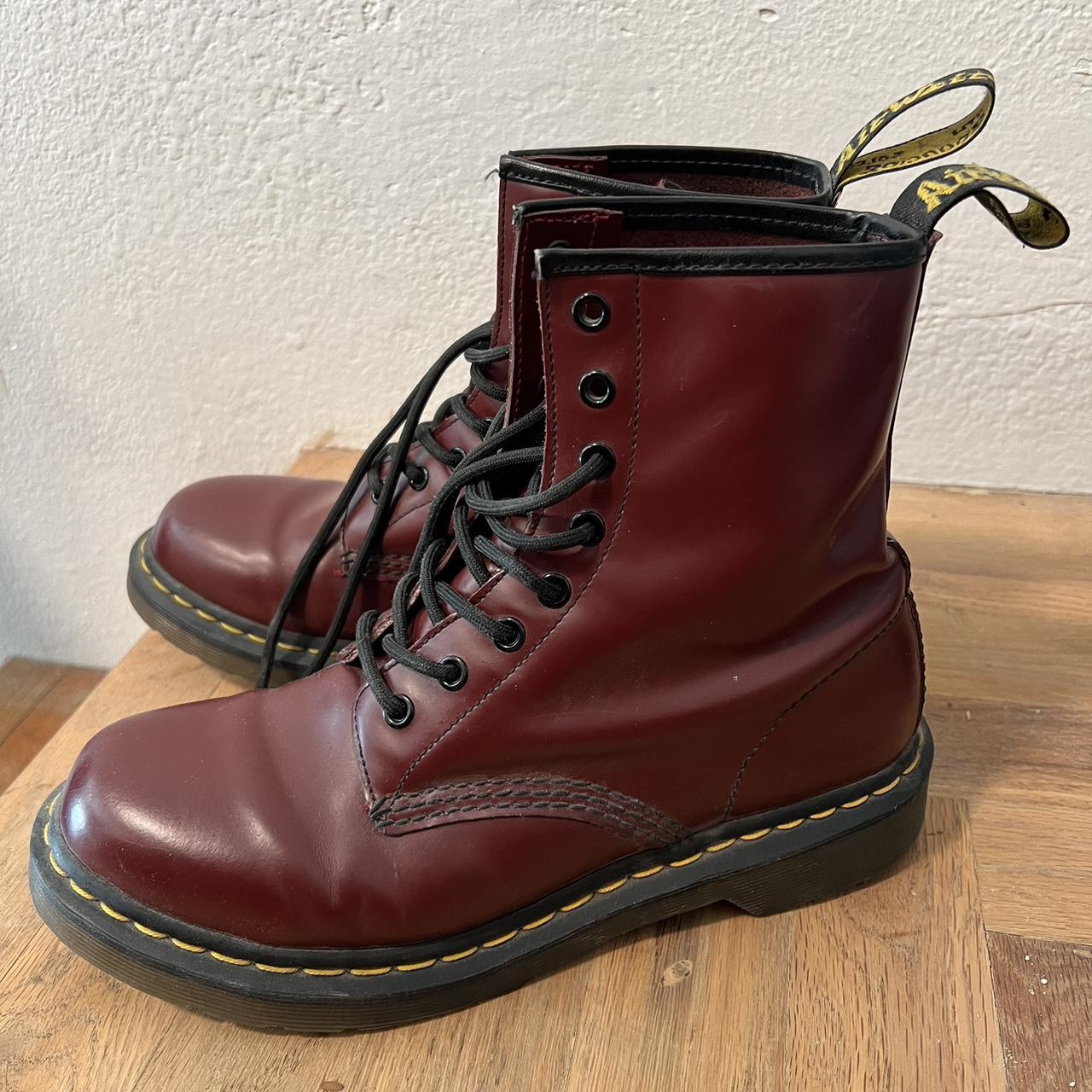 Dr. Marten Women’s 1460 Smooth Boots Cherry Red... - Depop