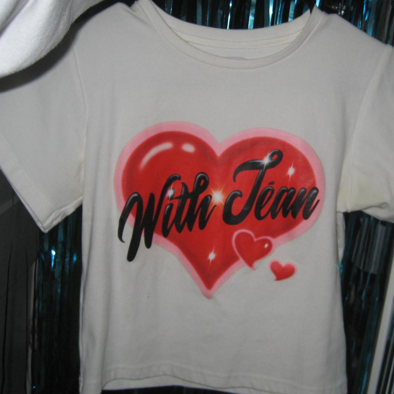 WITH JEAN graffiti airbrush heart baby tee- only... - Depop