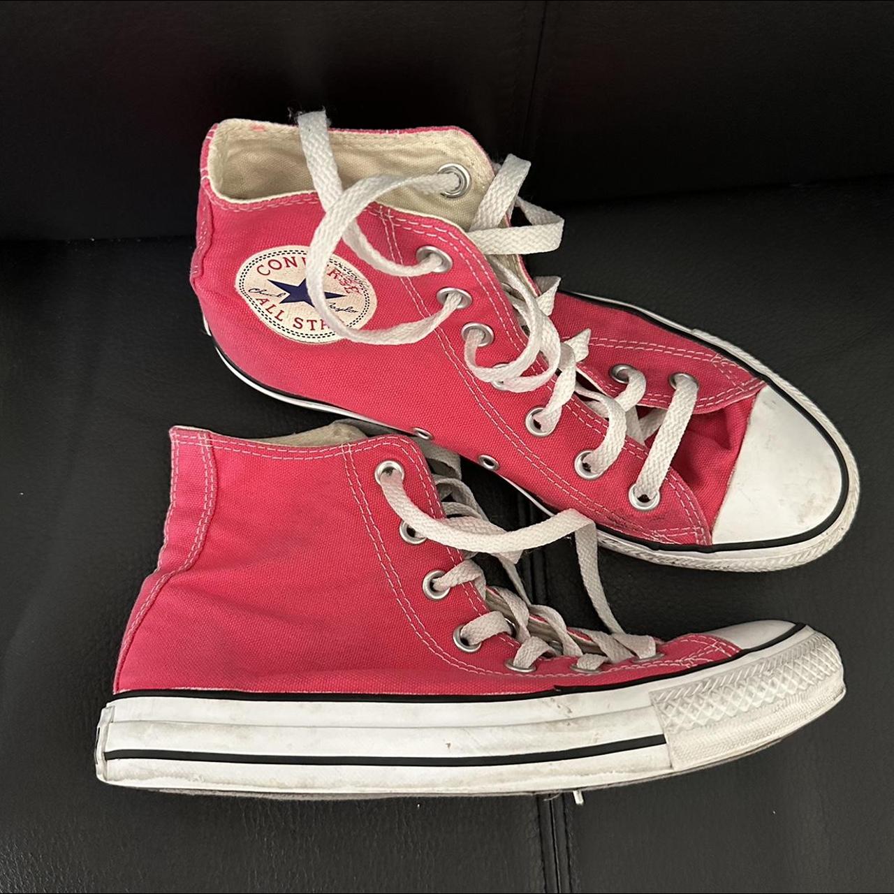 Pink converse high tops size 5 i m a 7 5 in depop