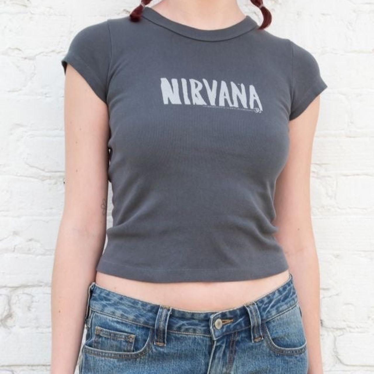 🖤cropped brandy melville nirvana shirt🖤 🖤one size... Depop