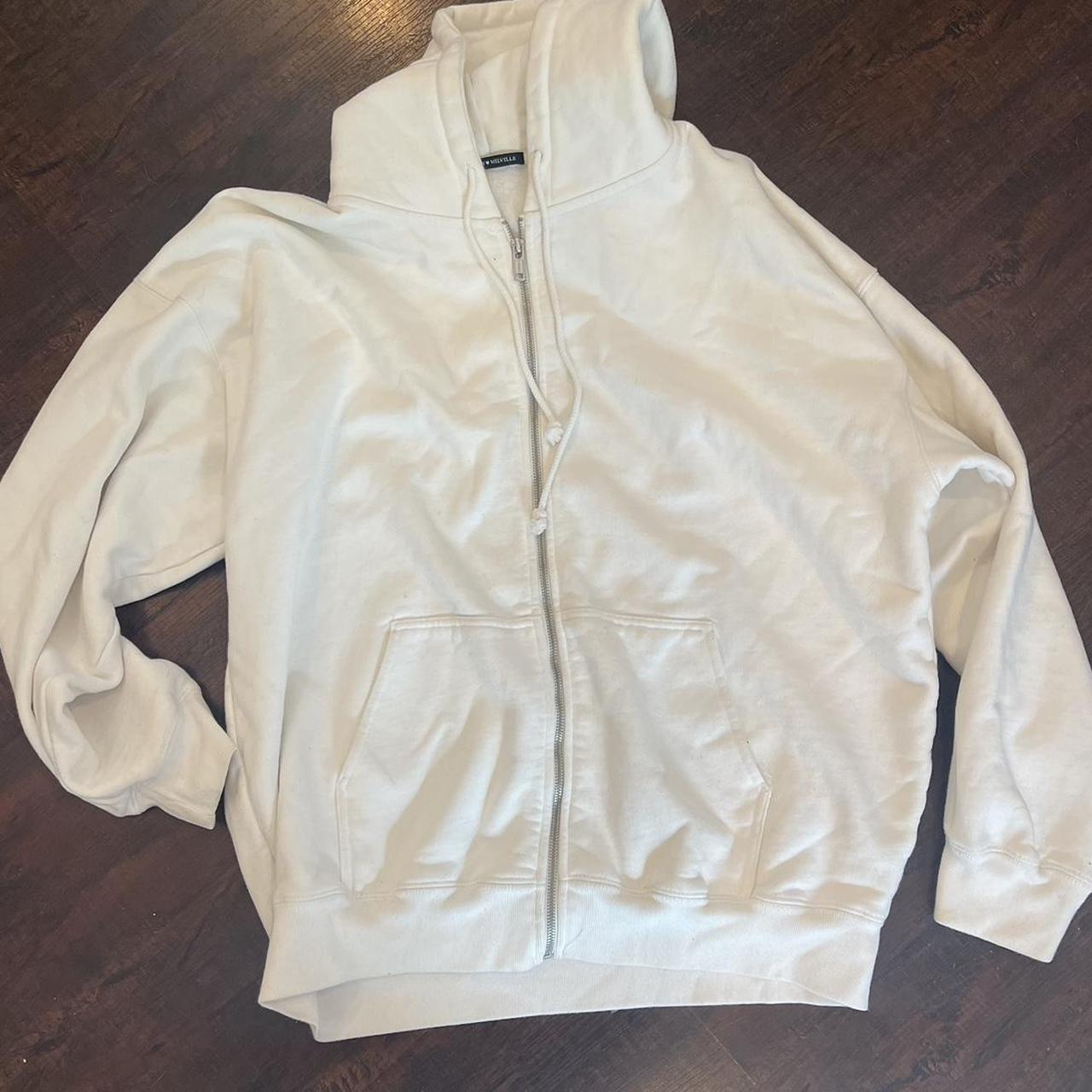 brandy Melville oversized white hoodie barely worn... Depop