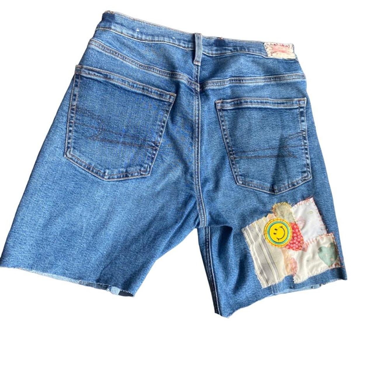 Hand stitched upcycled patch work jorts - shorts -... - Depop