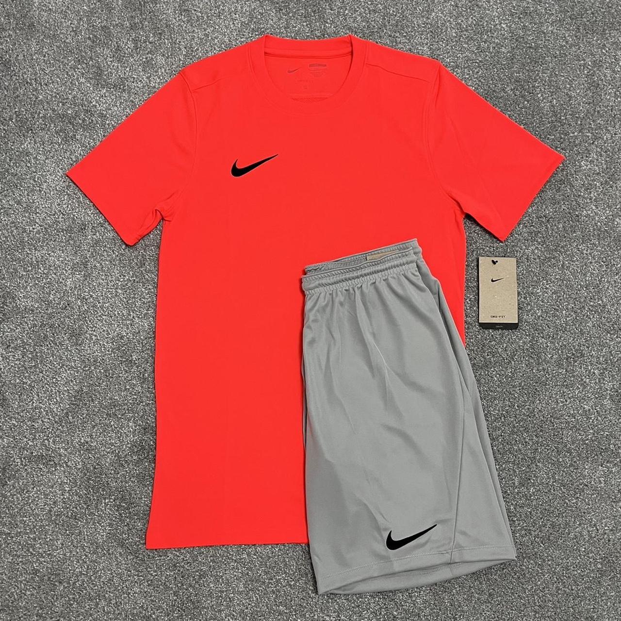 Nike Dri-Fit T Shirt & Short Set - Crimson &... - Depop