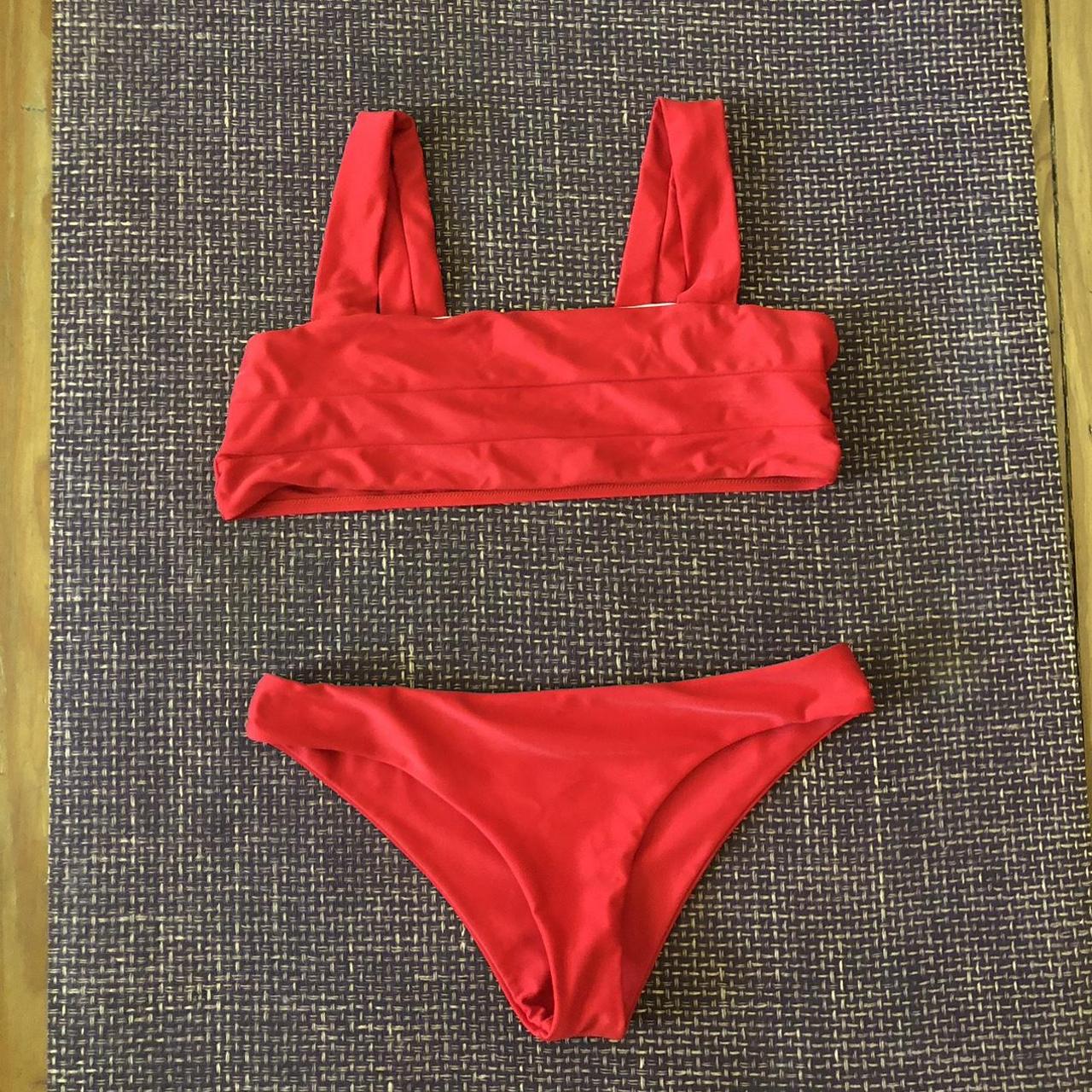 Bright Red Two Piece Bikini Top Size M Bottoms S Depop 8386