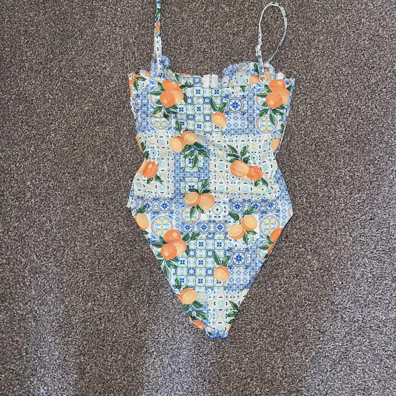 Primark Women S Blue And Orange Swimsuit One Piece Depop