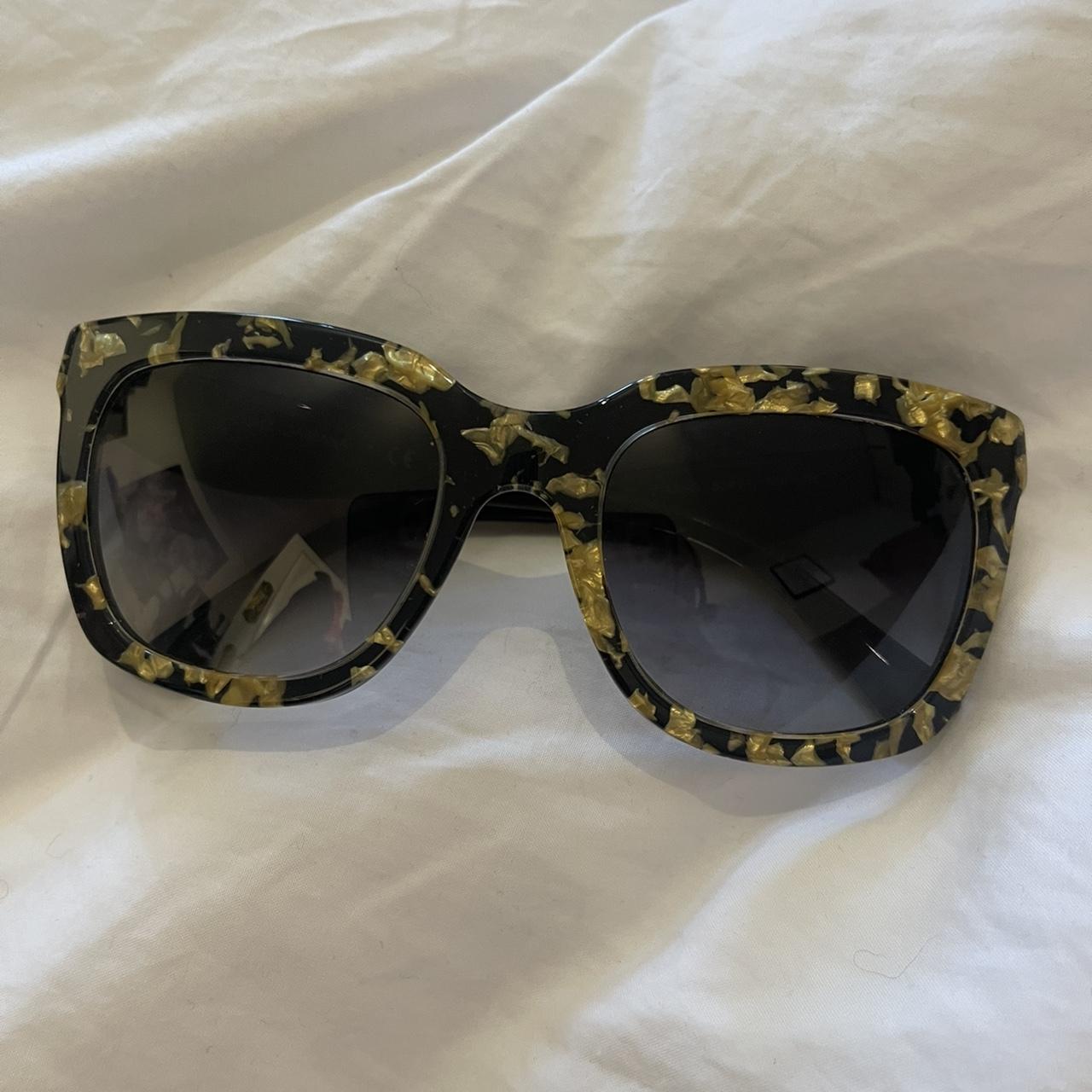 Dolce & Gabbana Women's Black And Gold Sunglasses | Depop