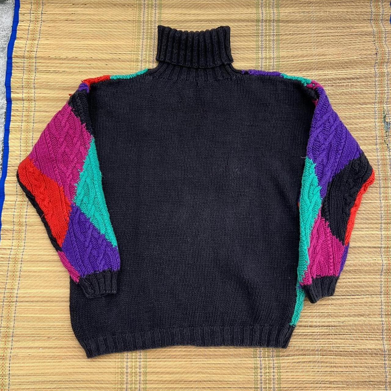 Vintage Gallagher Ramie Jacquard Argyle Sweater Cable Knit Colorful discount Size Medium