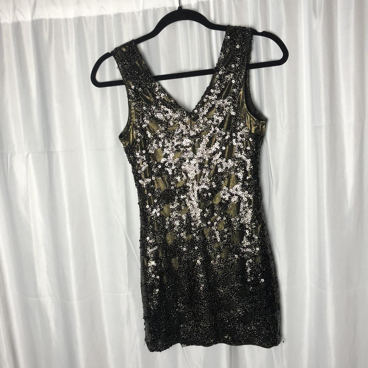 Express black and gold sequin dress hotsell