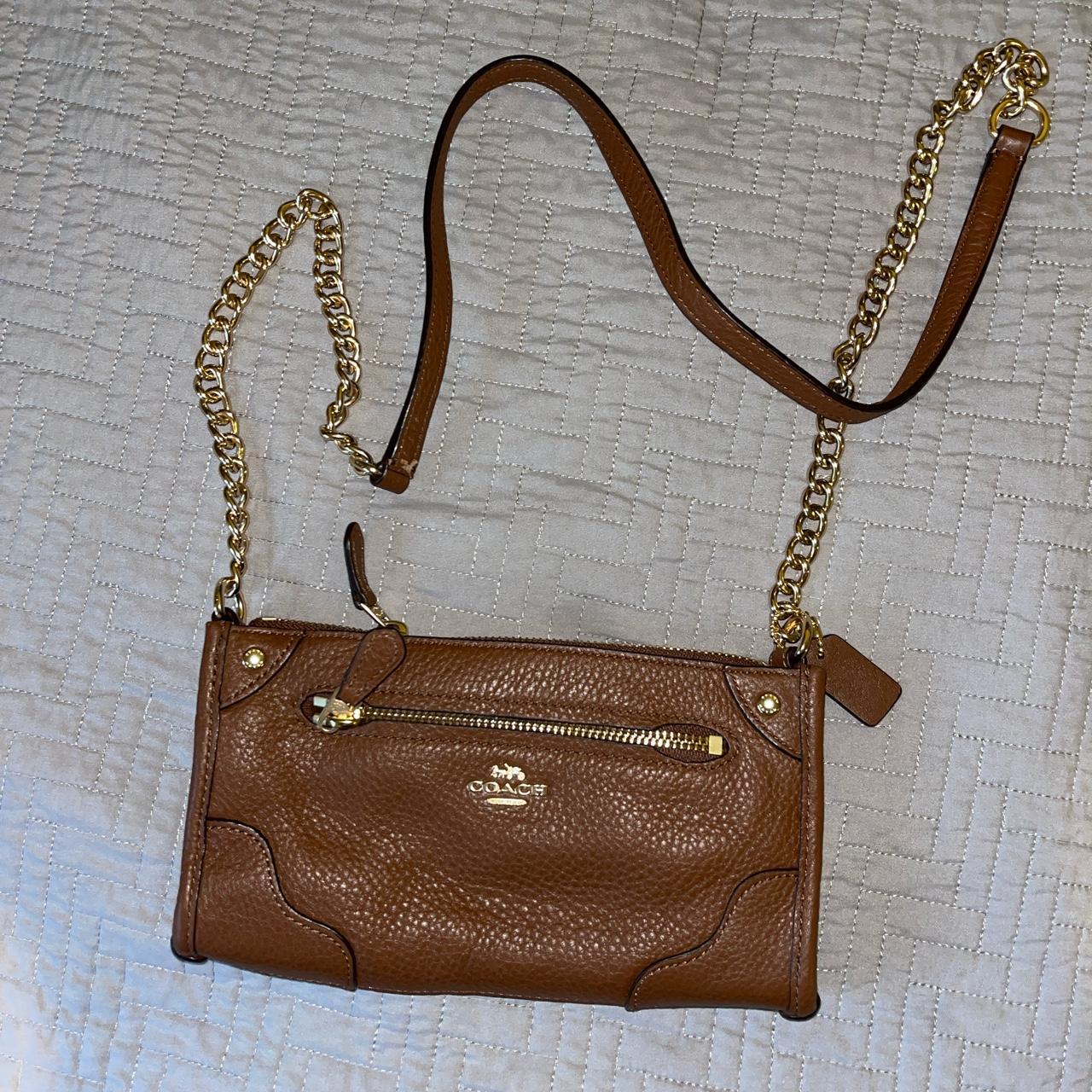 Coach leather mini gold chain purse never used Depop