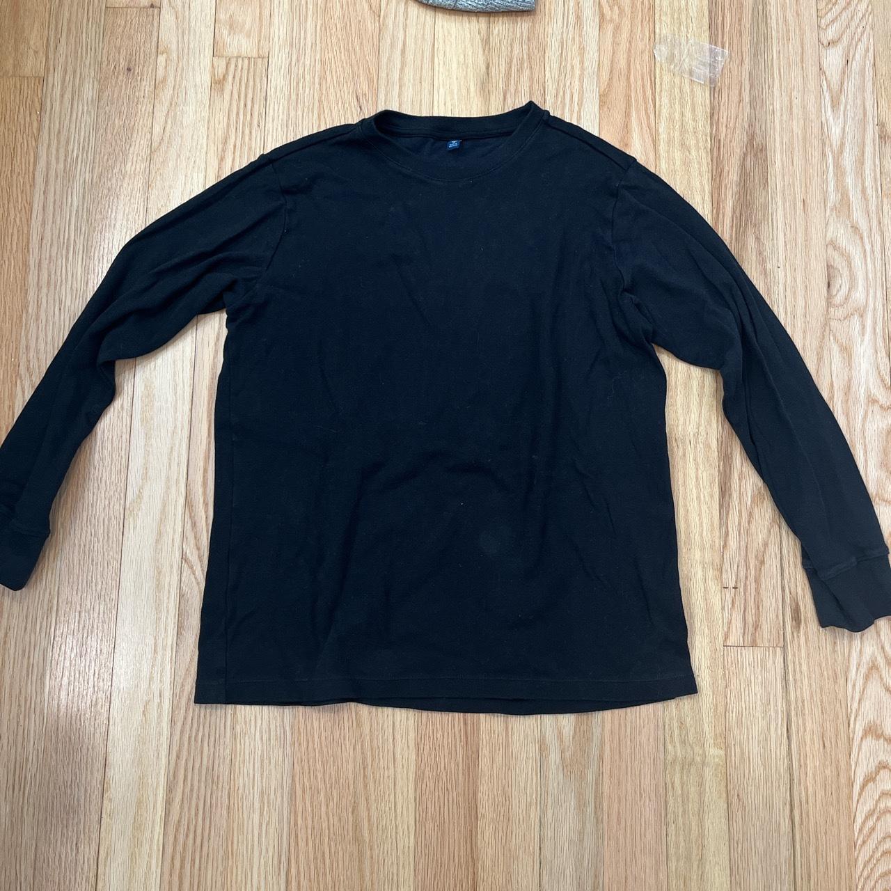 Black long sleeve Uniqlo shirt. In kids size 13 but... - Depop