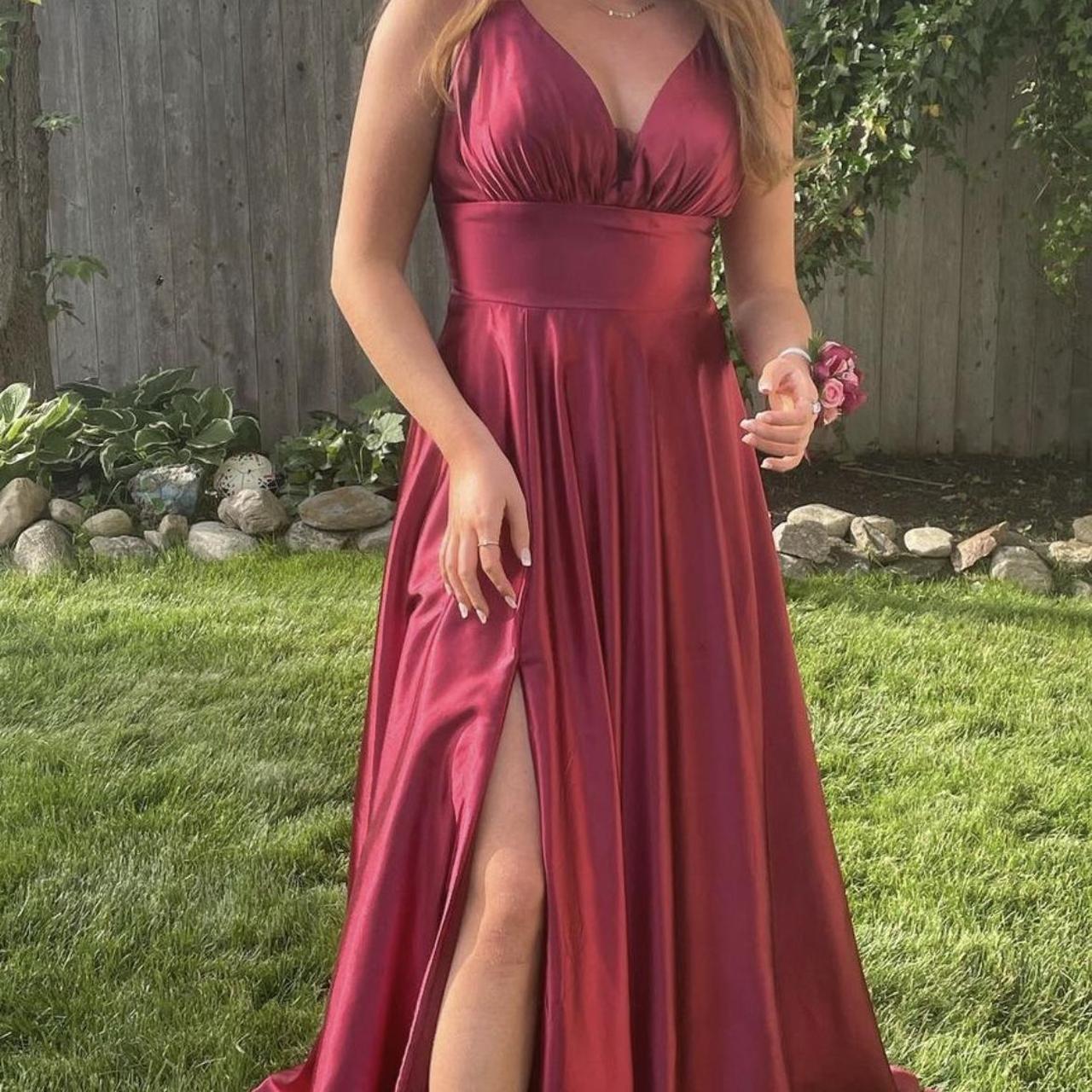 jovani burgundy dress