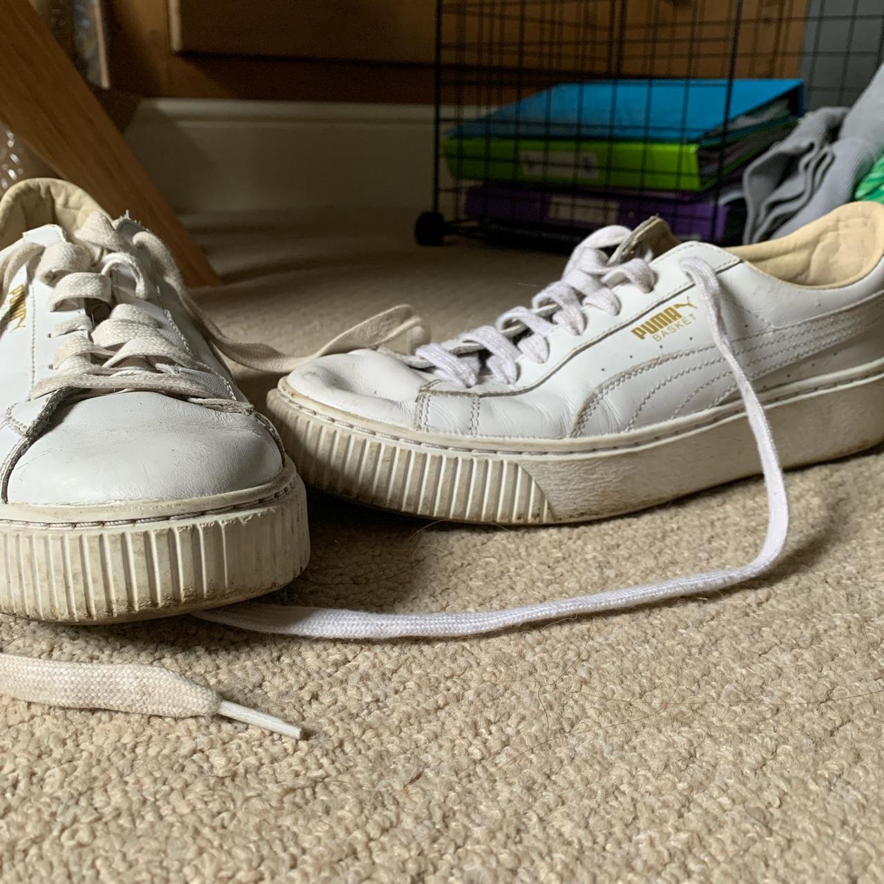 womens puma white basket leather trainers