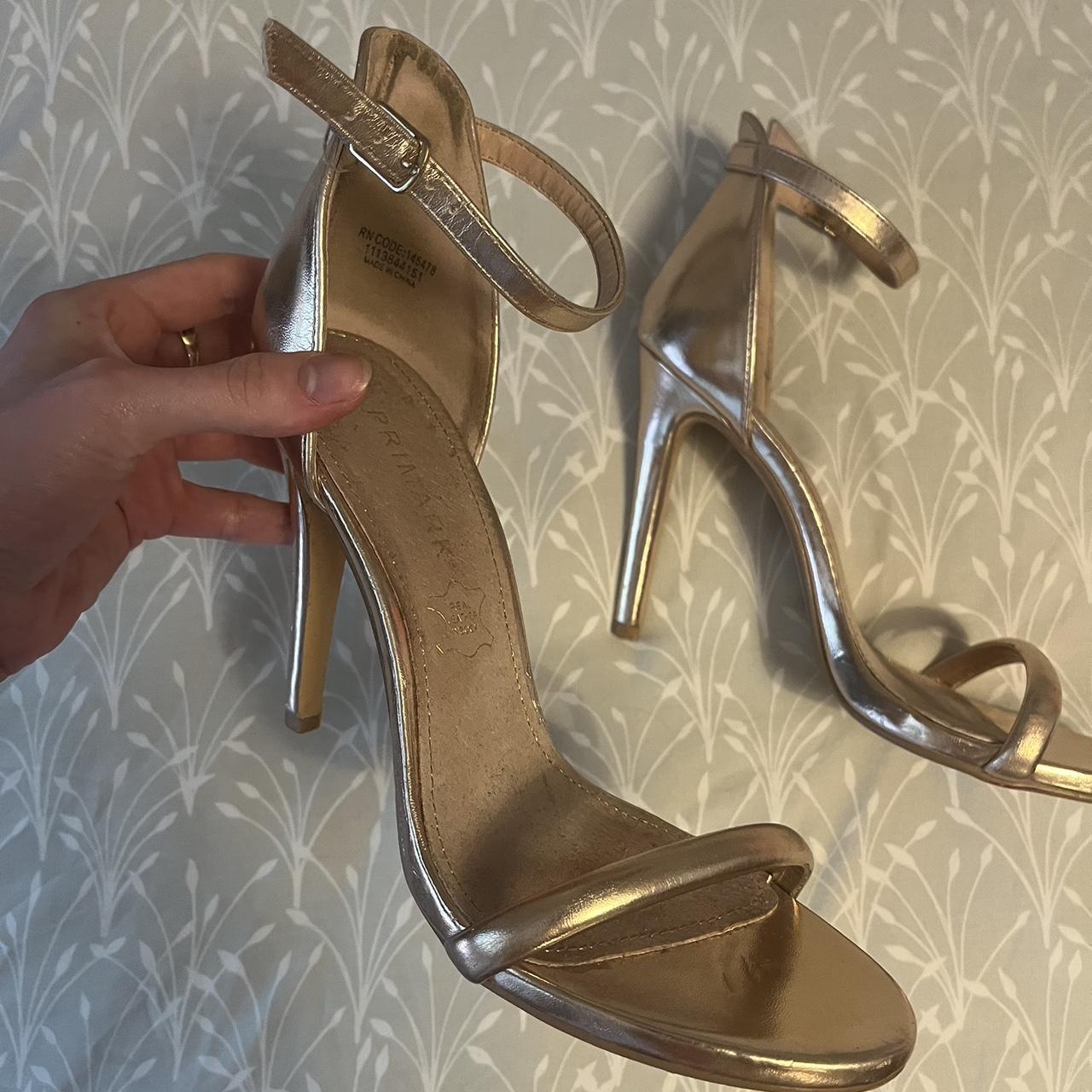 4 inch gold strappy heels best sale