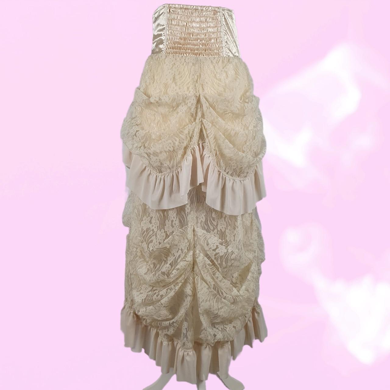 unbranded-women-s-cream-and-white-skirt-depop